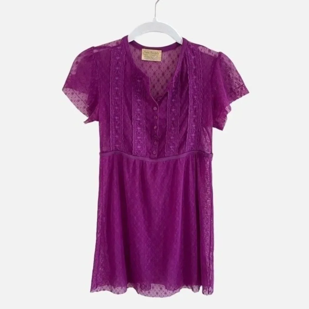 Y2K Free People Vintage Purple Whimsy Top XS